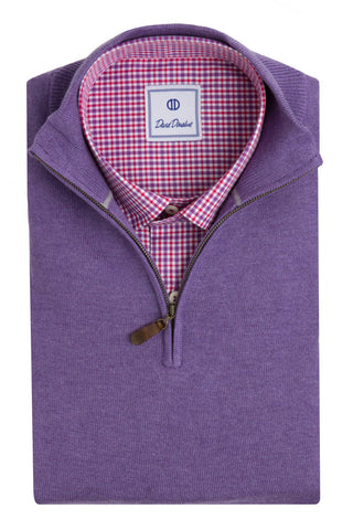 Long Sleeve Quarter Zip Sweater - Purple