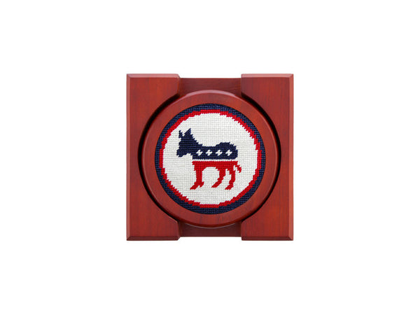 Democrat Needlepoint Coaster Set