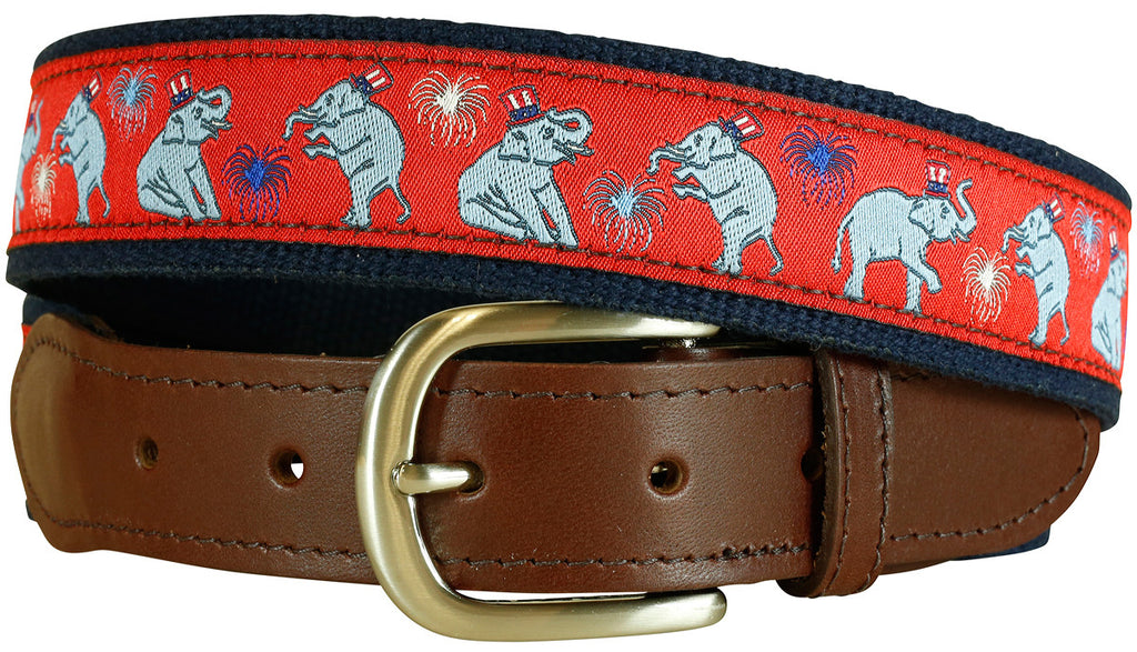 GOP Elephant Leather Tab Belt