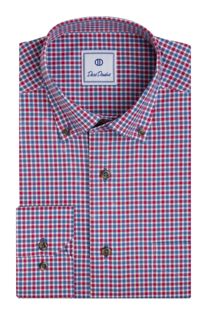 Blue Plus Color Basketweave Check Sport Shirt