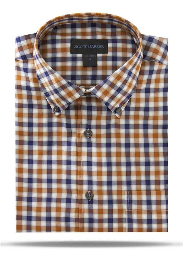 Ivory, Navy, Tobacco & Gray Check Sport Shirt