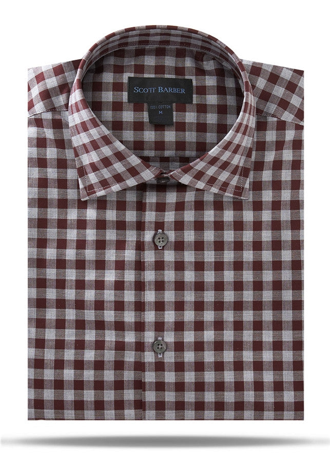 Merlot & Gray Oxford Check Sport Shirt