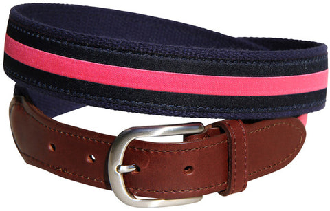 Horizontal Stripe Leather Tab Belt