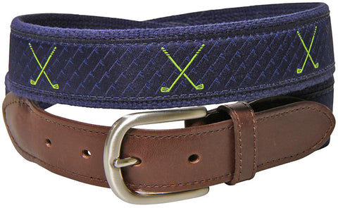 Golf Clubs Leather Tab Belt