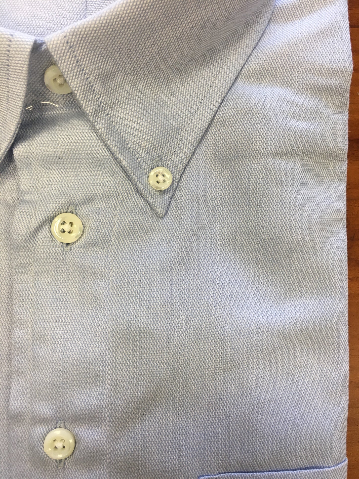 Pique Mesh Button Down Sky Blue