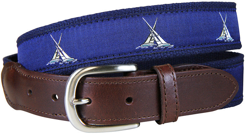 Match Sailboat Race Leather Tab Belt