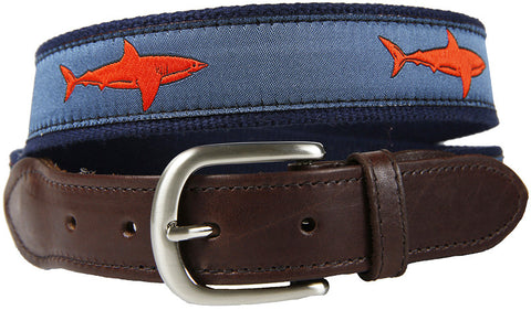 Shark Leather Tab Belt