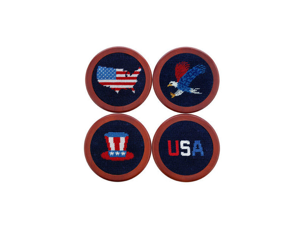 Americana Needlepoint Coaster Set