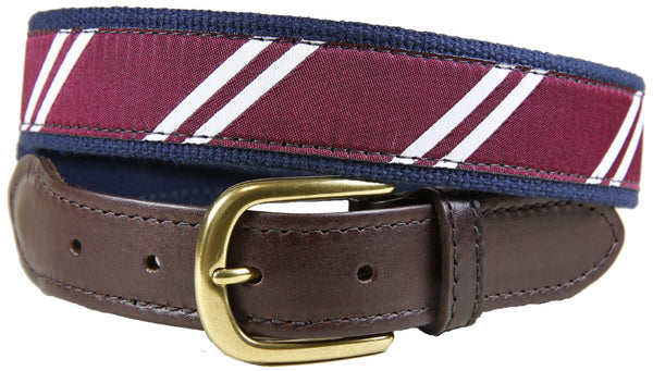 Maroon White Repeating Stripe "EKU" Belt