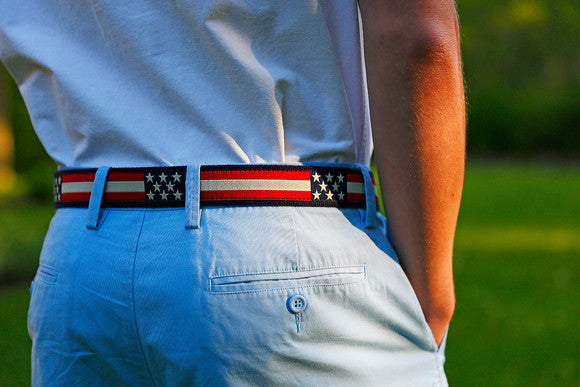Retro Flag Leather Tab Belt