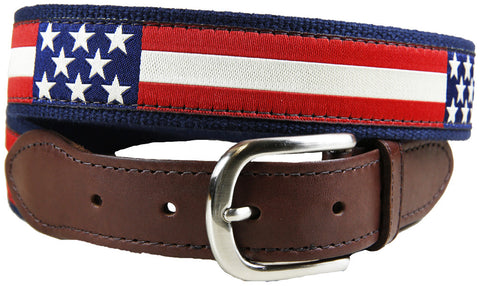 Retro Flag Leather Tab Belt