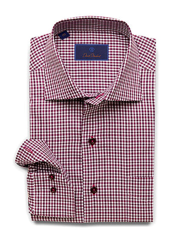 Basket Weave Mini Check Sport Shirt Berry