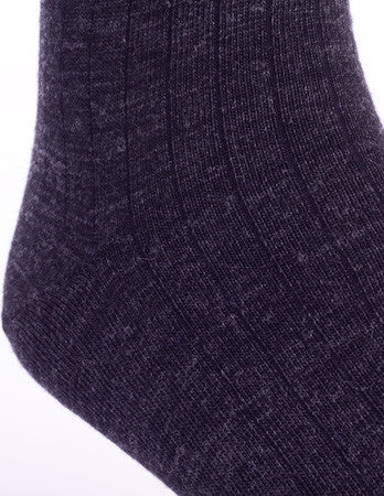 Charcoal Ribbed Fine Merino Wool Linked Toe Mid Calf