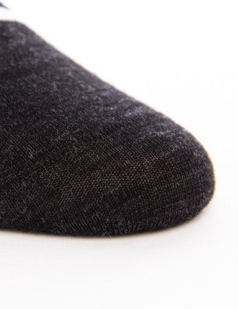Charcoal Ribbed Fine Merino Wool Linked Toe Mid Calf