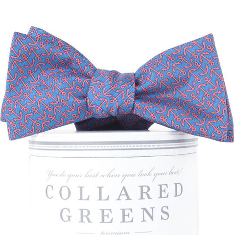 Ahoy Anchor Pink & Blue Bow Tie
