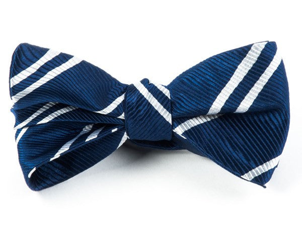 Double Stripe Navy Bow Tie