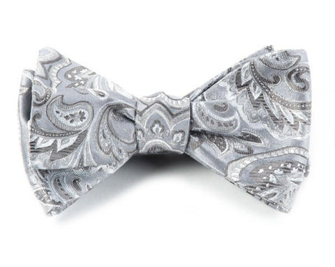 Organic Paisley Platinum Bow Tie