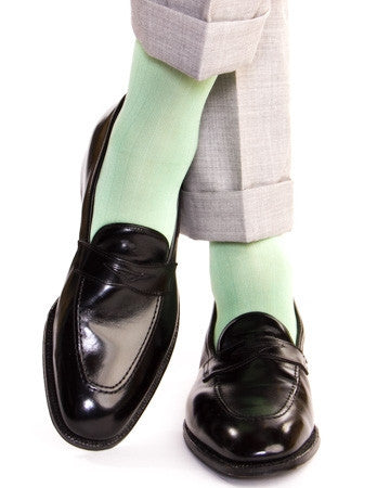 Mint Green Ribbed Sock Linked Toe Mid-Calf