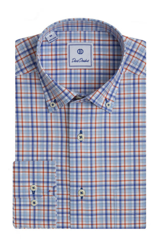 Blue & Orange Twill Weave Bright Overbar Sport Shirt