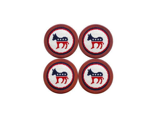 Democrat Needlepoint Coaster Set