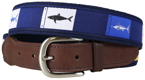 Fish Flags Leather Tab Belt
