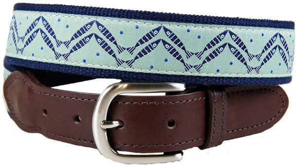 Herringbone Fish Leather Tab Belt