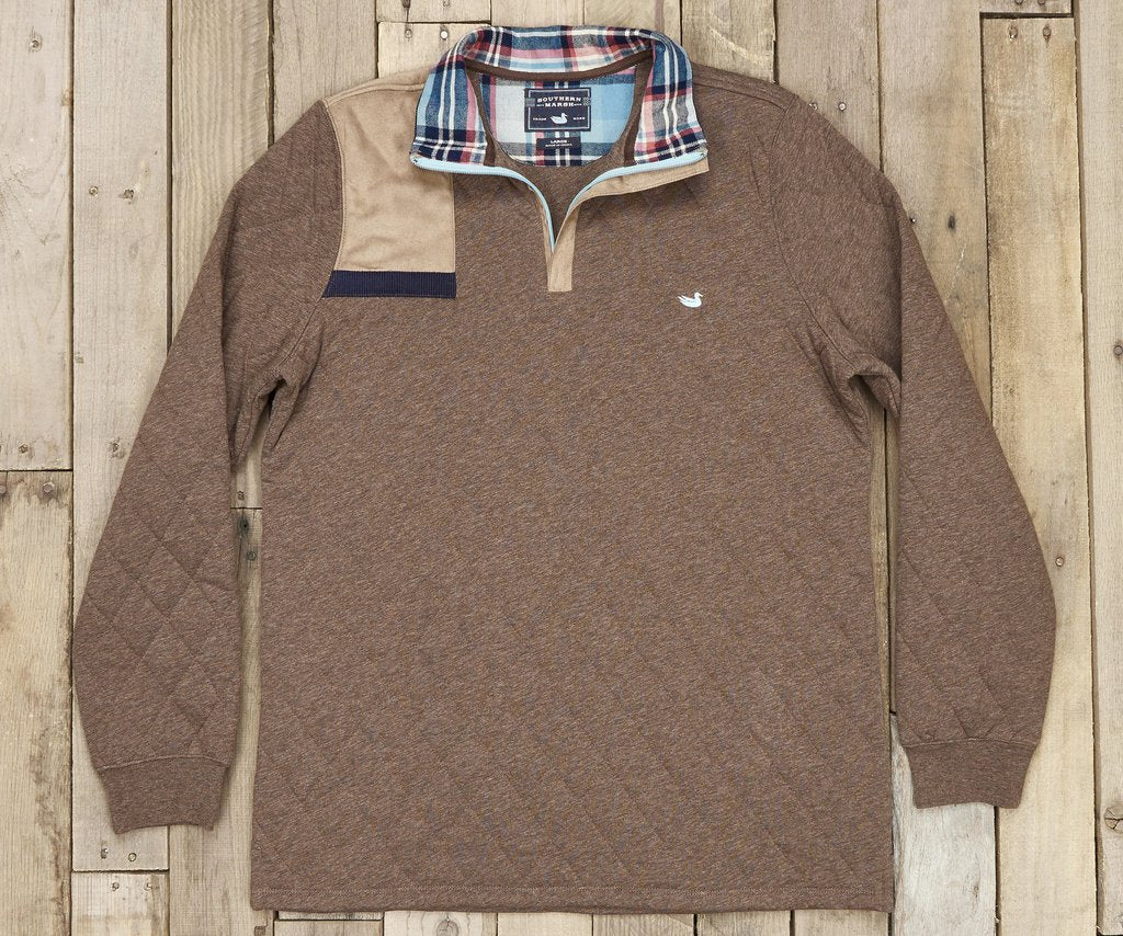 Carlyle Sporting Pullover Heather Dark Brown Cuff to Collar