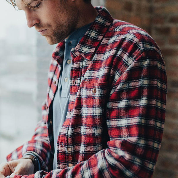 Washed Woodsman Heathered Plaid - Tibetan Red/Navy