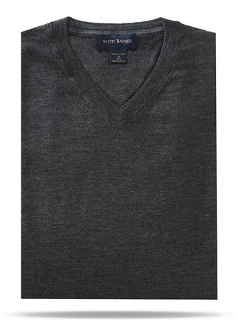 Charcoal Merino V-Neck Sweater