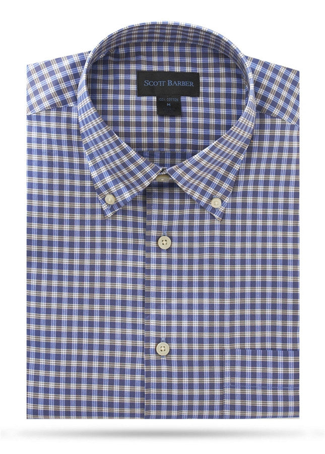 Mauve Button Down White & Brown