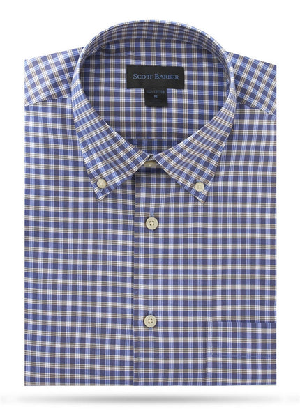 Mauve Button Down White & Brown