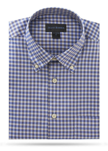 Mauve Button Down White & Brown