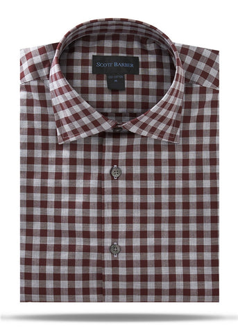 Merlot & Gray Oxford Check Sport Shirt