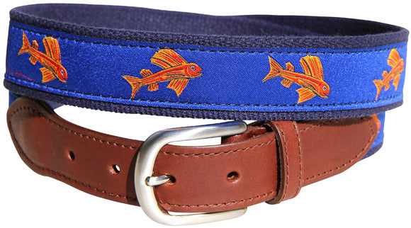 Eric Hopkins Flying Red Fish Leather Tab Belt