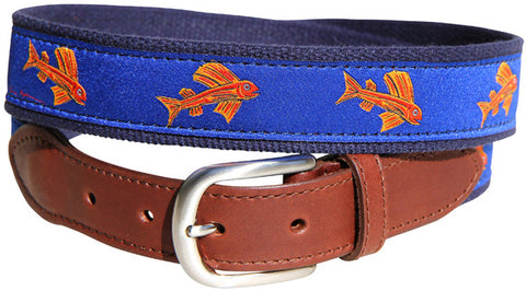 Eric Hopkins Flying Red Fish Leather Tab Belt