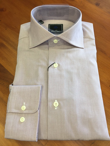 Red Mini Check Spread Collar Trim Fit