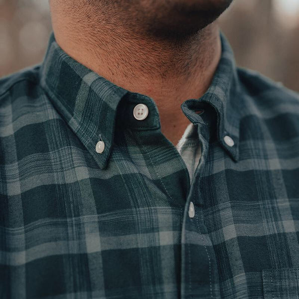 Space Dyed Button Down Green Plaid