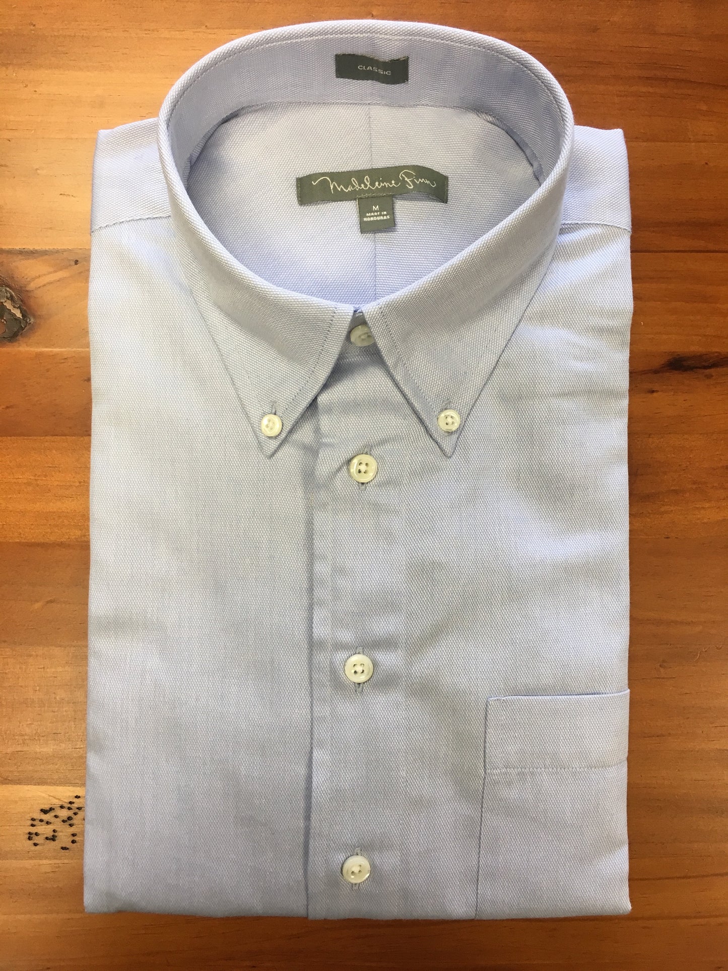 Pique Mesh Button Down Sky Blue
