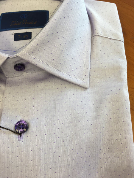 Lilac Pin Dot Spread Collar Trim Fit