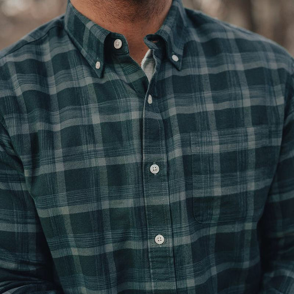 Space Dyed Button Down Green Plaid
