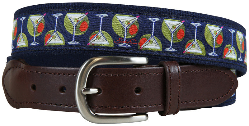 Martini & Olives Leather Tab Belt