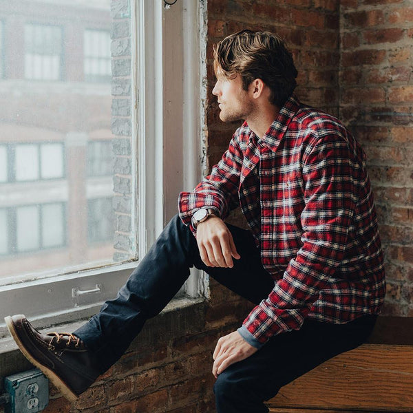 Washed Woodsman Heathered Plaid - Tibetan Red/Navy