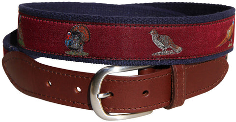 Woodland Birds Leather Tab Belt
